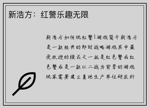 新浩方：红警乐趣无限